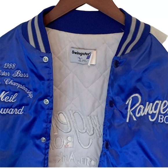 Vintage 1988 Ranger Boats Flippin Arkansas Satin Bomber Lined Jacket Neil Howard - Picture 5 of 8